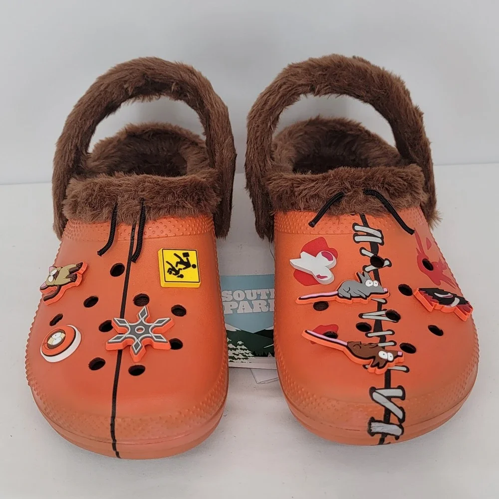 South Park Crocs Kenny Classic Lined Clog Orange Faux Fur Mens 9 W 11